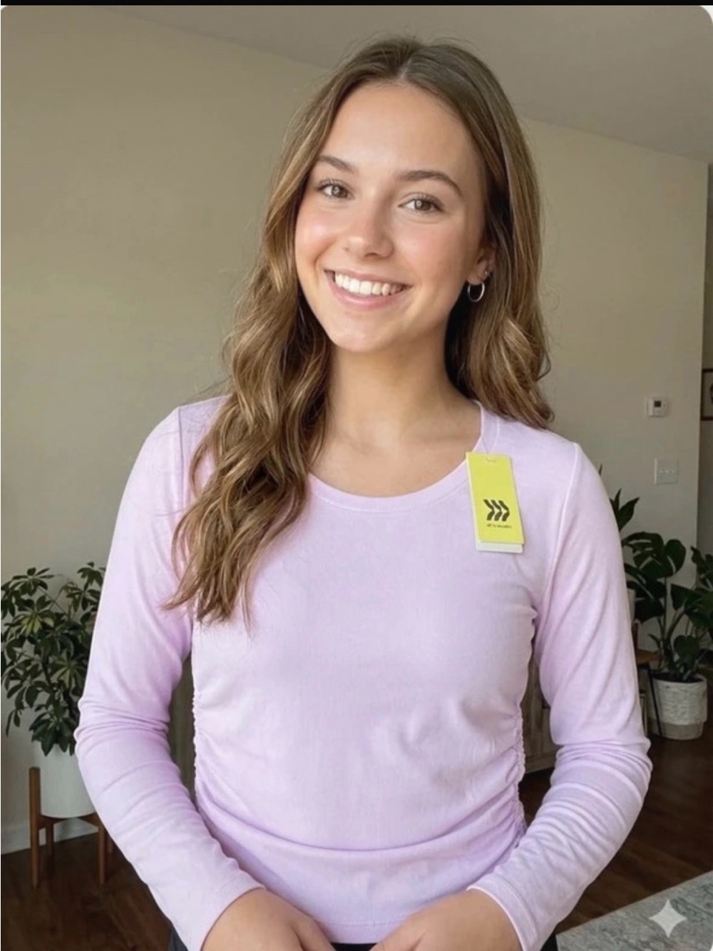 All in Motion Rib Long Sleeve Top Pink Large